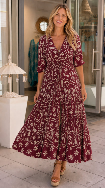 Front view in burgundy color variant