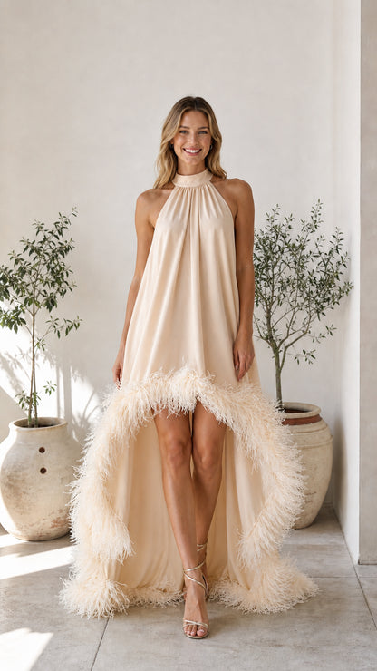 Full-length view of champagne color variant