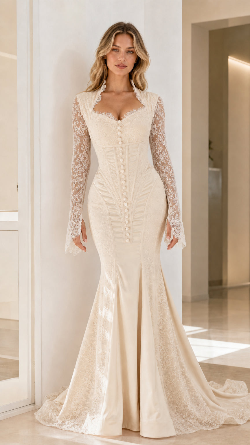 Champagne elegant formal mermaid dress