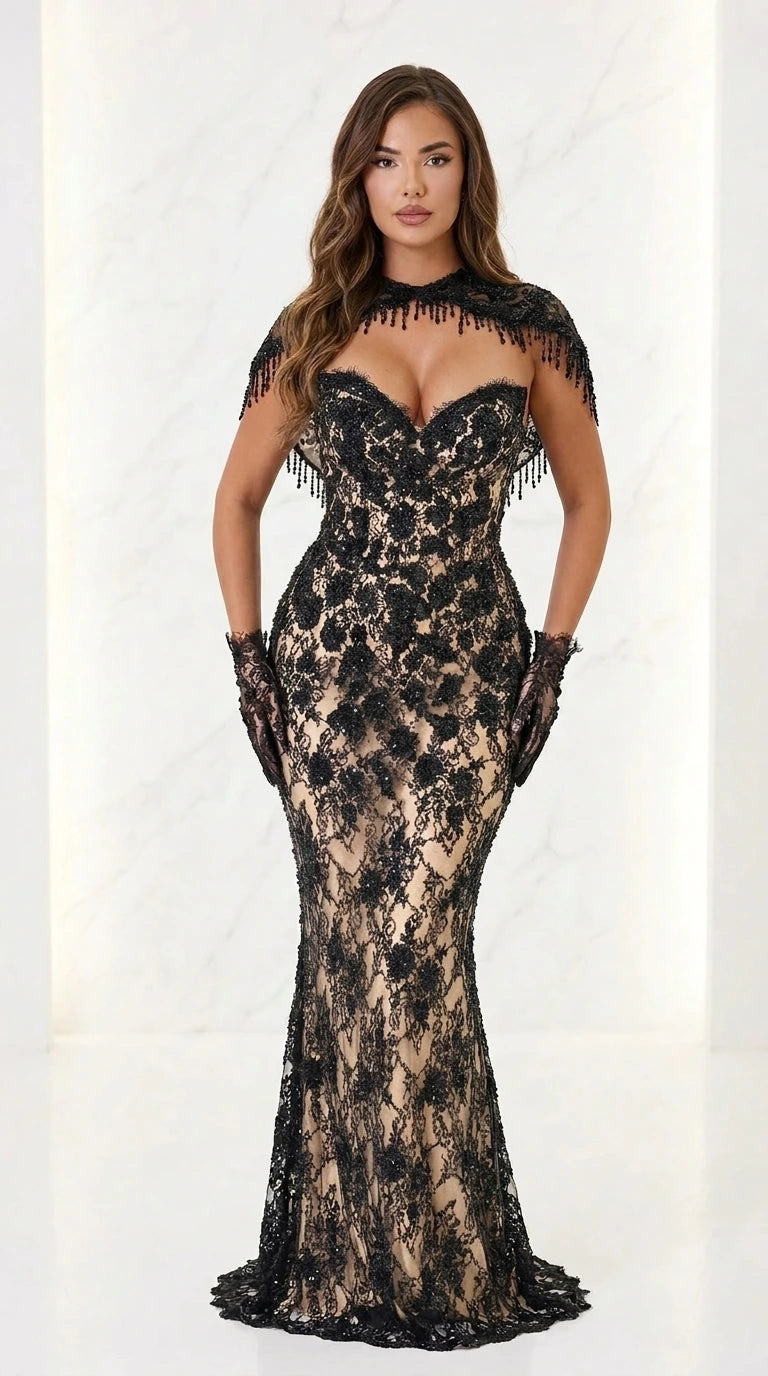 Front view of nude variant evening gown