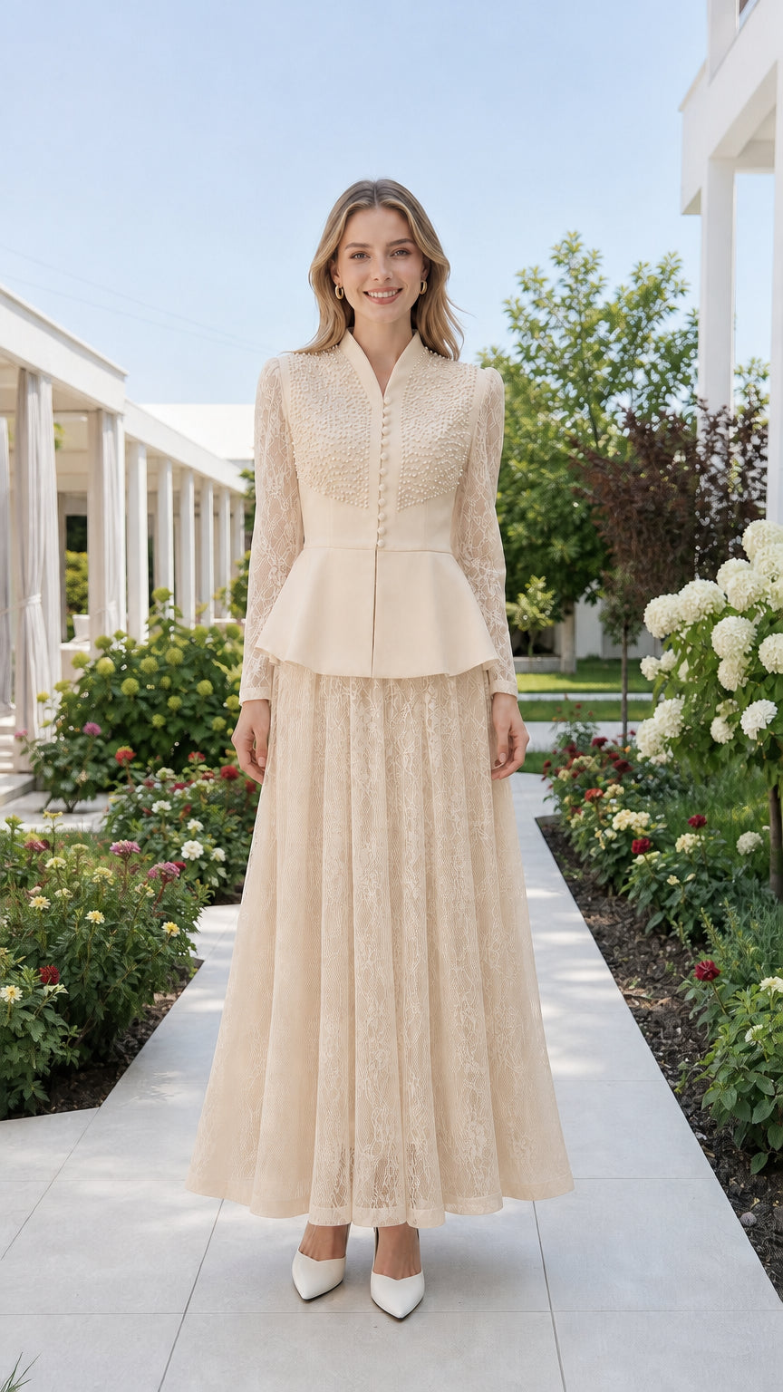 Front view in champagne color variant