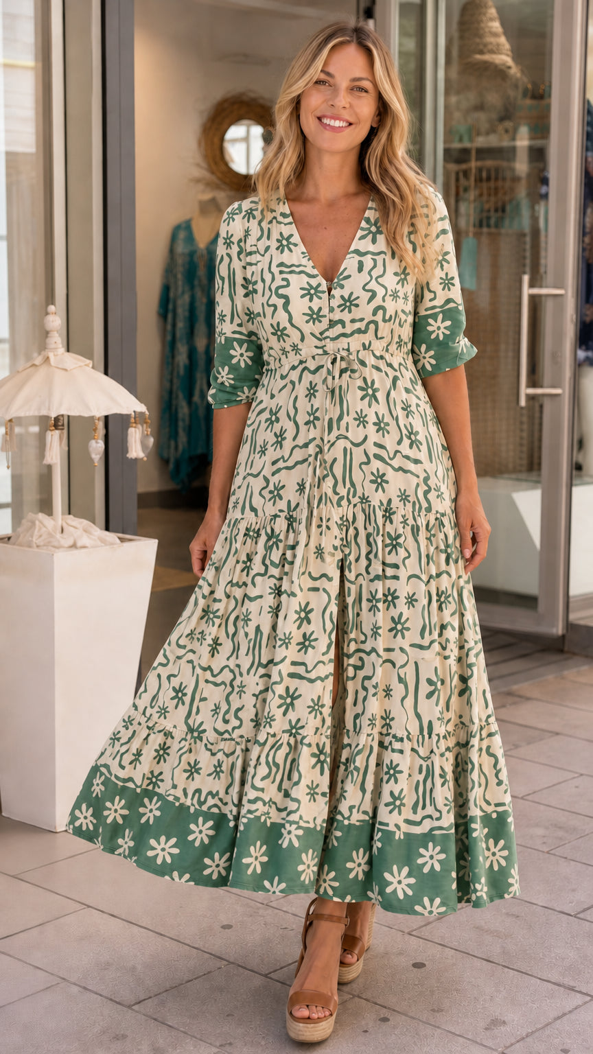 Front view in sage green color variant
