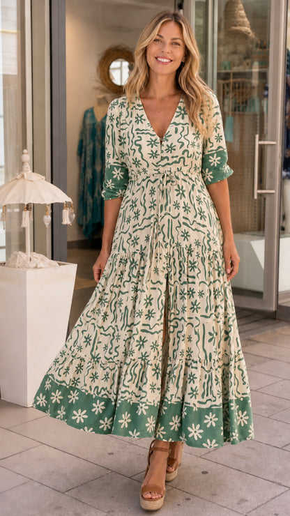 Front view in sage green color variant