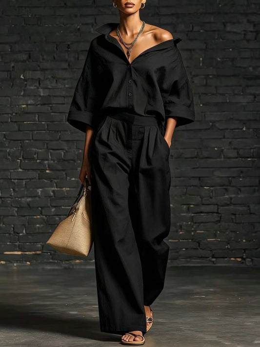Sienna Oversized Shirt &amp; Wide-Leg Pants Set