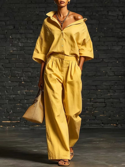Sienna Oversized Shirt &amp; Wide-Leg Pants Set