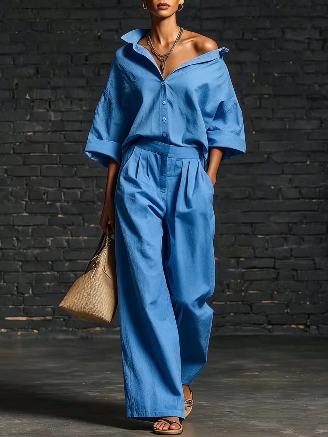 Sienna Oversized Shirt &amp; Wide-Leg Pants Set