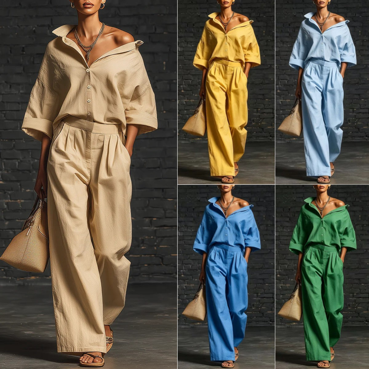 Sienna Oversized Shirt &amp; Wide-Leg Pants Set