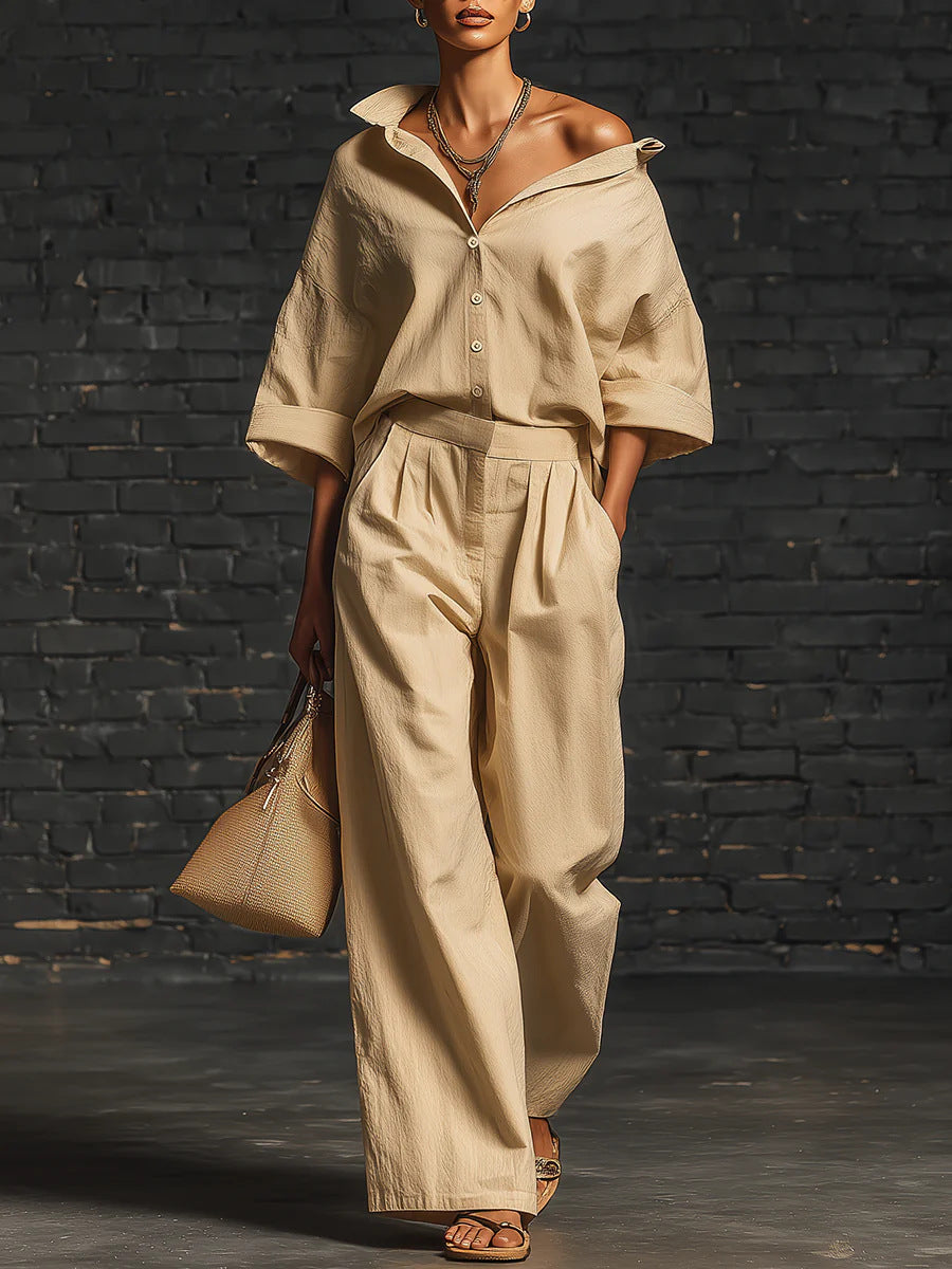 Sienna Oversized Shirt &amp; Wide-Leg Pants Set