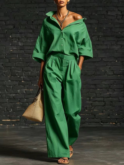 Sienna Oversized Shirt &amp; Wide-Leg Pants Set