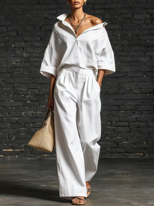 Sienna Oversized Shirt &amp; Wide-Leg Pants Set
